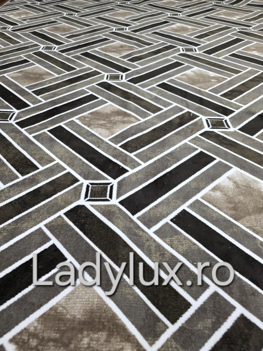 Traversa antiderapanta 1x5 M, Model Parchet CTR Maro [2]