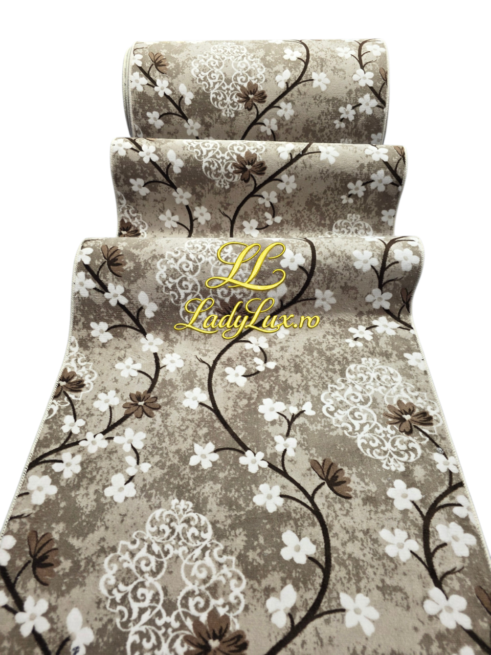 Traversă la metru liniar, Model Flori Bej Latime 120cm [3]