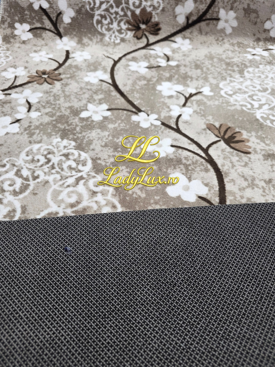 Traversă la metru liniar, Model Flori Bej Latime 120cm [2]