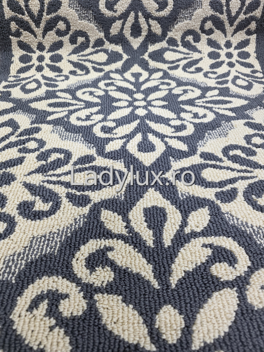 Traversă la metru liniar, Model Floare Gri+Crem  – Cauciucată și Antiderapantă 100 cm latime C1730 [3]