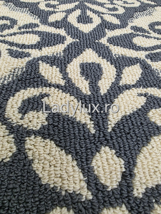 Traversă la metru liniar, Model Floare Gri+Crem  – Cauciucată și Antiderapantă 100 cm latime C1730 [2]