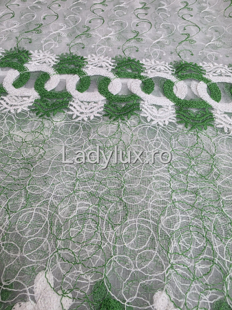 Perdea albă cu Broderie Verde  Model Cerc – rafinament și strălucire discretă C1733 [2]