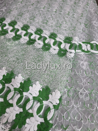 Perdea albă cu Broderie Verde  Model Cerc – rafinament și strălucire discretă C1733 [1]