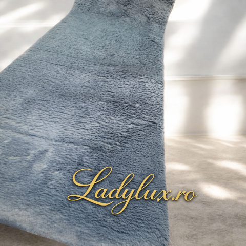Latime 100 - Traversă la Metru Liniar 100 cm Latime tip Blăniță Gri Antracit, imitație blană de iepuraș, antiderapantă, moale și pufoasă, pentru hol și dormitor
