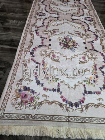 Traversă Subțire 75x200 cm – Model Floral Clasic, cu Spate Antiderapant [1]