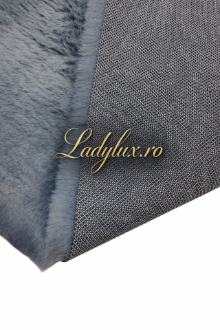 Latime 80 - Traversă la Metru Liniar 80 cm Latime tip Blăniță Gri Antracit, imitație blană de iepuraș, antiderapantă, moale și pufoasă, pentru hol și dormitor