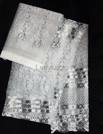 Perdea din tulle cu broderie neagră, gata făcută cu tiv și rejansă C1328 [2]