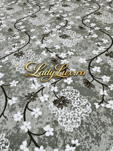 Covor 200 x 280 - Covor 200x280 cm Lucrat pe Antiderapant Eleganț - Model Flori Bej OKY