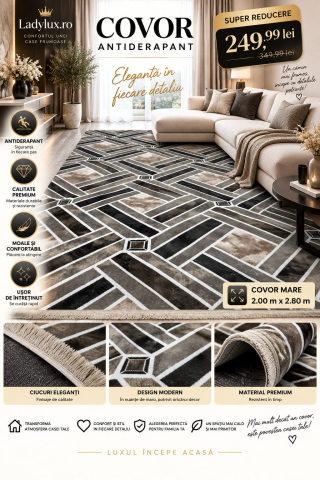 Covoare Mari - Covor 200x280 cm Lucrat pe Antiderapant - Model Curea Maro OKY
