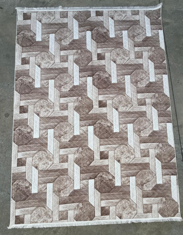 Covoare Mari - Covor 2x2.70 m lucrat pe antiderapant eleganță în nuanțe de Crem - model Hexagon