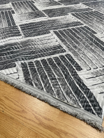 Covoare Antiderapante - Covor 2x2.70 m Lucrat pe Antiderapant- Model Parchet Gri