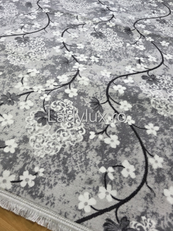 Covor 150 x 220 - Covor 150x220 cm - Model Flori Gri