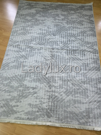 Home&Deco - Covor 2x2.80 m lucrat pe antiderapant eleganț, gofrat în nuanțe de Gri  C1353