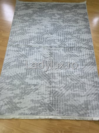 Covor 200 x 280 - Covor 2x2.80 m lucrat pe antiderapant eleganț, gofrat în nuanțe de Gri  C1353
