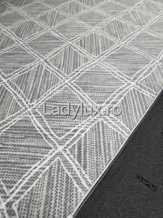 Covor 2x2.80 m lucrat pe antiderapant eleganță în nuanțe de gri si alb- C1432 [4]