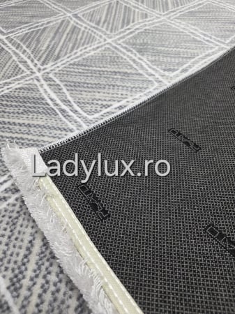 Covor 2x2.80 m lucrat pe antiderapant eleganță în nuanțe de gri si alb- C1432 [3]