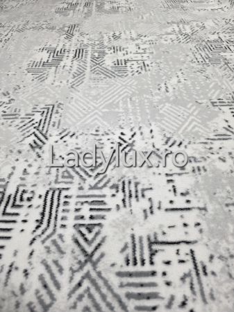 Covor 200 x 280 - Covor 2x2.75 m lucrat pe antiderapant eleganță în nuanțe de gri si alb- C1433