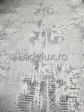 Covor 2x2.75 m lucrat pe antiderapant eleganță în nuanțe de gri si alb- C1433 [1]