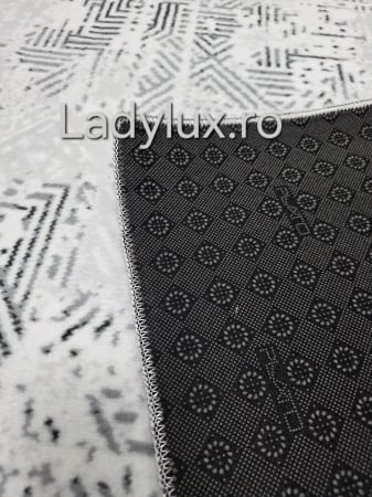 Covor 2x2.75 m lucrat pe antiderapant eleganță în nuanțe de gri si alb- C1433 [4]