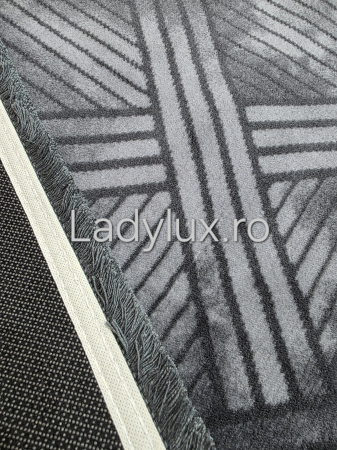 Covor 2x2.80 m lucrat pe antiderapant eleganță în nuanțe de gri - stil parchet 2 [2]