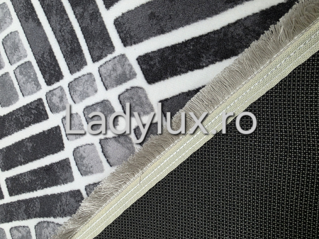 Covor 2x2.80 m lucrat pe antiderapant eleganță în nuanțe de gri - stil parchet 3 [3]