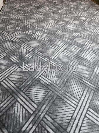 Covor 200 x 280 - Covor 2x2.80 m lucrat pe antiderapant eleganță în nuanțe de gri - stil parchet 2