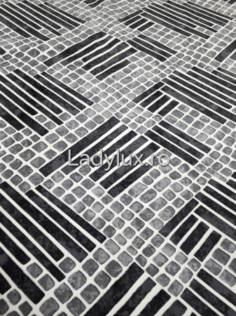 Covor 2x2.80 m lucrat pe antiderapant eleganță în nuanțe de gri - stil parchet 3 [4]