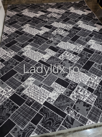 Covor 2x2.80 m lucrat pe antiderapant eleganță în nuanțe de gri [4]