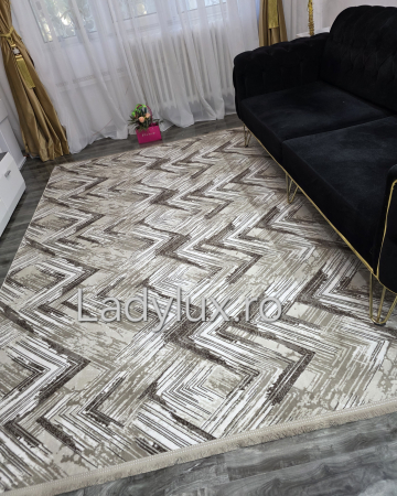 Covor 200 x 280 - Covor 2x2.80 m pe suport antiderapant cauciucat, în nuanțe de maro. Căldură, siguranță și eleganță pentru casa ta. Calitate premium LadyLux Home & Deco.