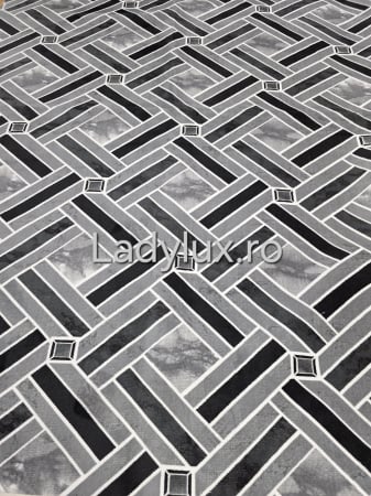 Covoare Antiderapante - Covor 2x2.80 m lucrat pe antiderapant eleganță în nuanțe de Gri- model Curea