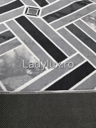 Covor 2x2.80 m lucrat pe antiderapant eleganță în nuanțe de Gri- model Curea [2]