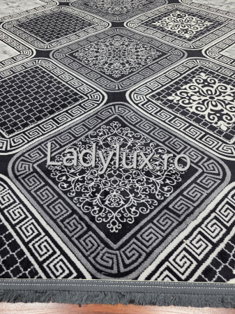 Covoare Antiderapante - Covor 2x2.80 m lucrat pe antiderapant eleganță în nuanțe de gri- model VRS