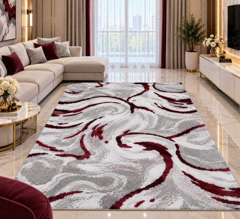 Covoare pufoase/plusate - Covor Abstract  Model Cameleon 200× 280 cm Burgundy