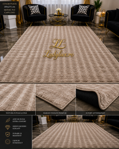 Covor 200 x 275 - Covor Antiderapant Model Bubble Capucino 200×275 cm