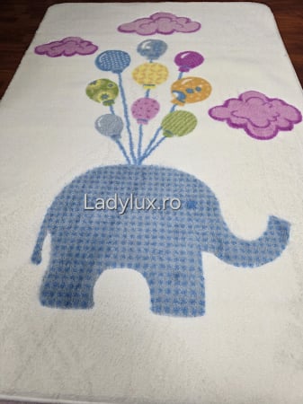 Covor Copii 100x150, Plusat, Cauciucat si Antiderapant- Elefant [1]