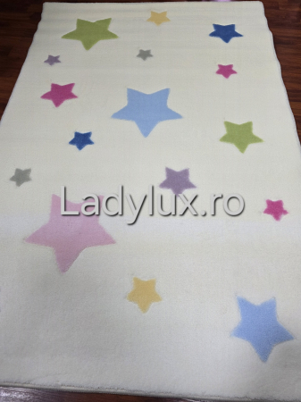 Covoare Animate - Covor Copii 100x150, Plusat, Cauciucat si Antiderapant- Stelute