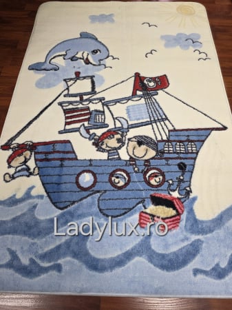 Covoare Animate - Covor Copii 100x150, Plusat, Cauciucat si Antiderapant- Pirati