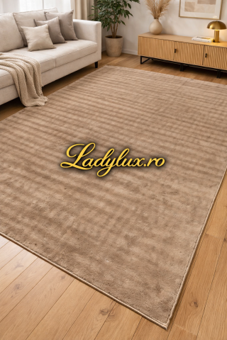 COVOARE - Covor Lucrat pe Antiderapant Model Plusat Capucino  200x300 cm