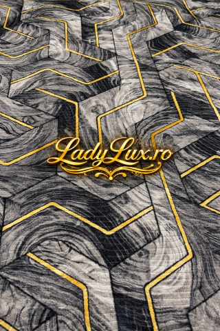 Covor 200 x 275 - Covor Lucrat pe Antiderapant Model SZG Hexaur Gri 200x270 cm