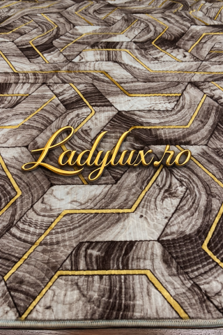 Covor 200 x 275 - Covor Lucrat pe Antiderapant Model SZG Hexaur Maro 200x270 cm