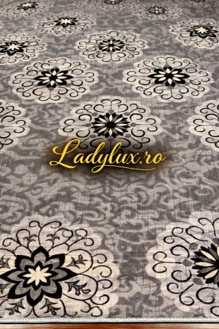 Covor 200 x 275 - Covor Lucrat pe Antiderapant Model SZG Narci Gri 200x270 cm