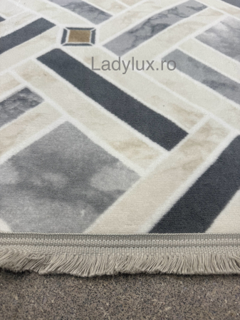 Covor Modern 200x270 cm în Nuanțe de Alb, gri si bej–  Antiderapant și Ușor de Întreținut [2]