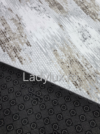 Covor Modern 200x270 cm în Nuanțe de Gri-Bej-Maro– Design Geometric, Antiderapant și Ușor de Întreținut [2]