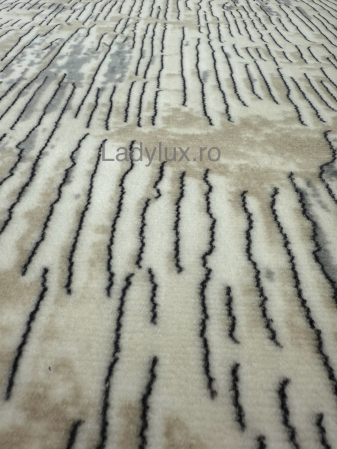 Covor Modern 200x200 cm în Nuanțe de Maro – Design Valuri, Antiderapant și Ușor de Întreținut [2]