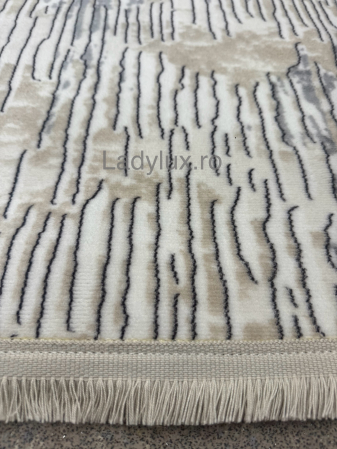 Covor Modern 200x200 cm în Nuanțe de Maro – Design Valuri, Antiderapant și Ușor de Întreținut [1]