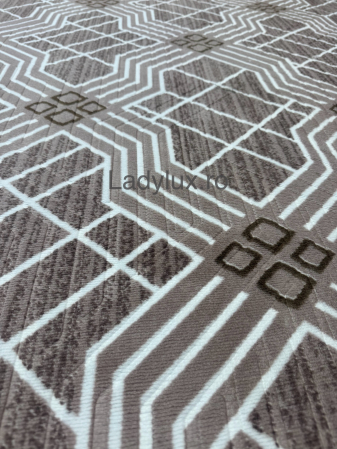 Covor Modern 200x290 cm în Nuanțe de Maro si alb – Design Geometric, Antiderapant și Ușor de Întreținut [2]