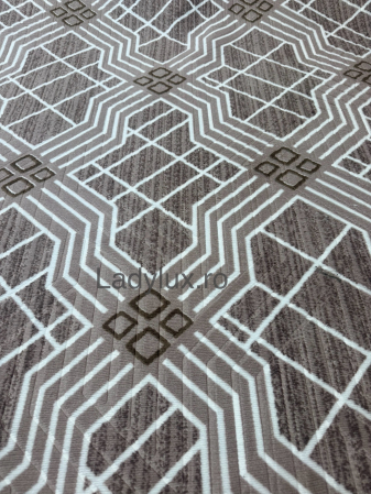 Covor 200x290 - Covor Modern 200x290 cm în Nuanțe de Maro si alb – Design Geometric, Antiderapant și Ușor de Întreținut