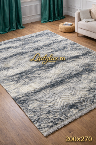 Covor 200 x 275 - Covor Modern Model Marmorat Gri - 200 x 270 cm - Antiderapant