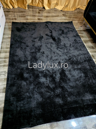 Covor plușat 160x220 cm cu spate antiderapant – Negru [1]
