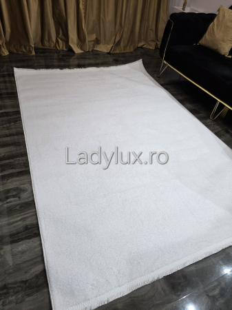 Covoare pufoase/plusate - Covor plușat 160x220 cm cu spate antiderapant – Alb